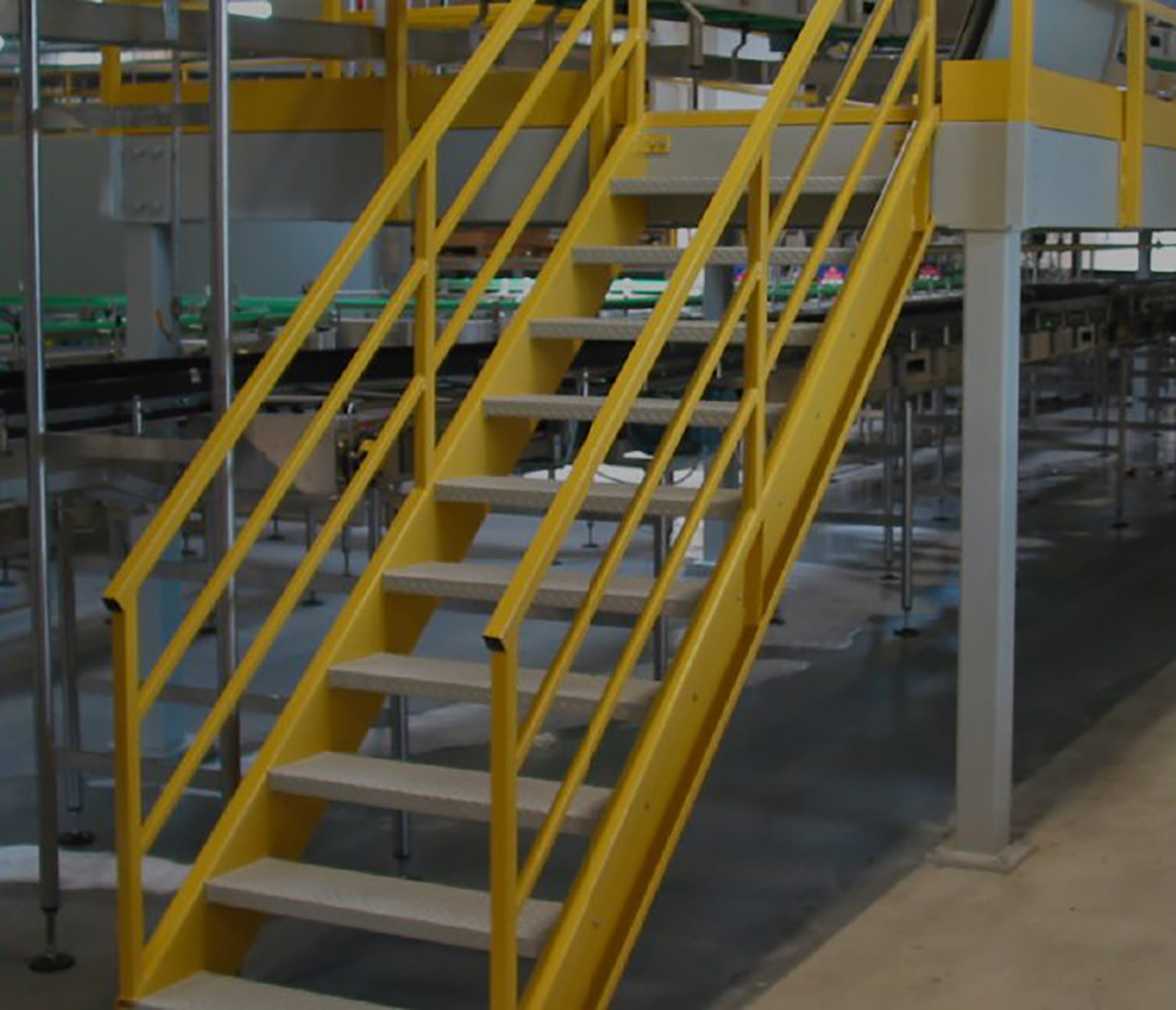 MiTek Industrial Stairs Engineered Systems Products - Industrial stairs in a warehouse facility