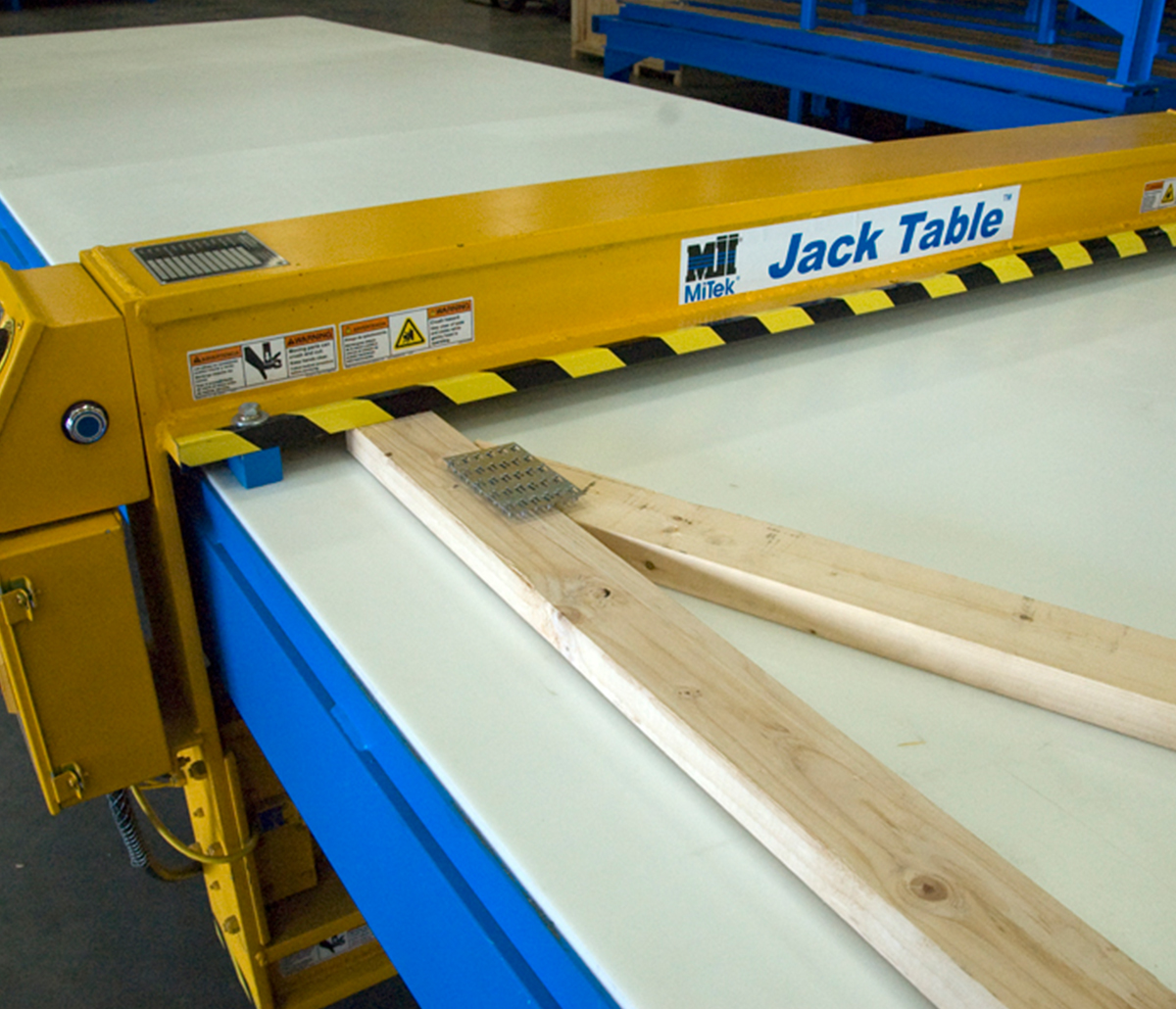 MiTek Jack Table Platen Press Automated Solutions - Jack Table Press assembly wooden truss