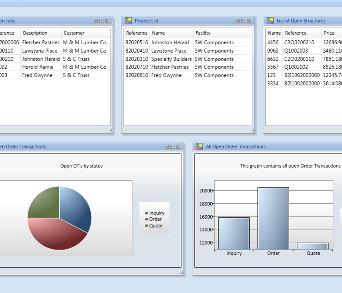 Logiciel de gestion MiTek - Capture d'écran du logiciel de gestion