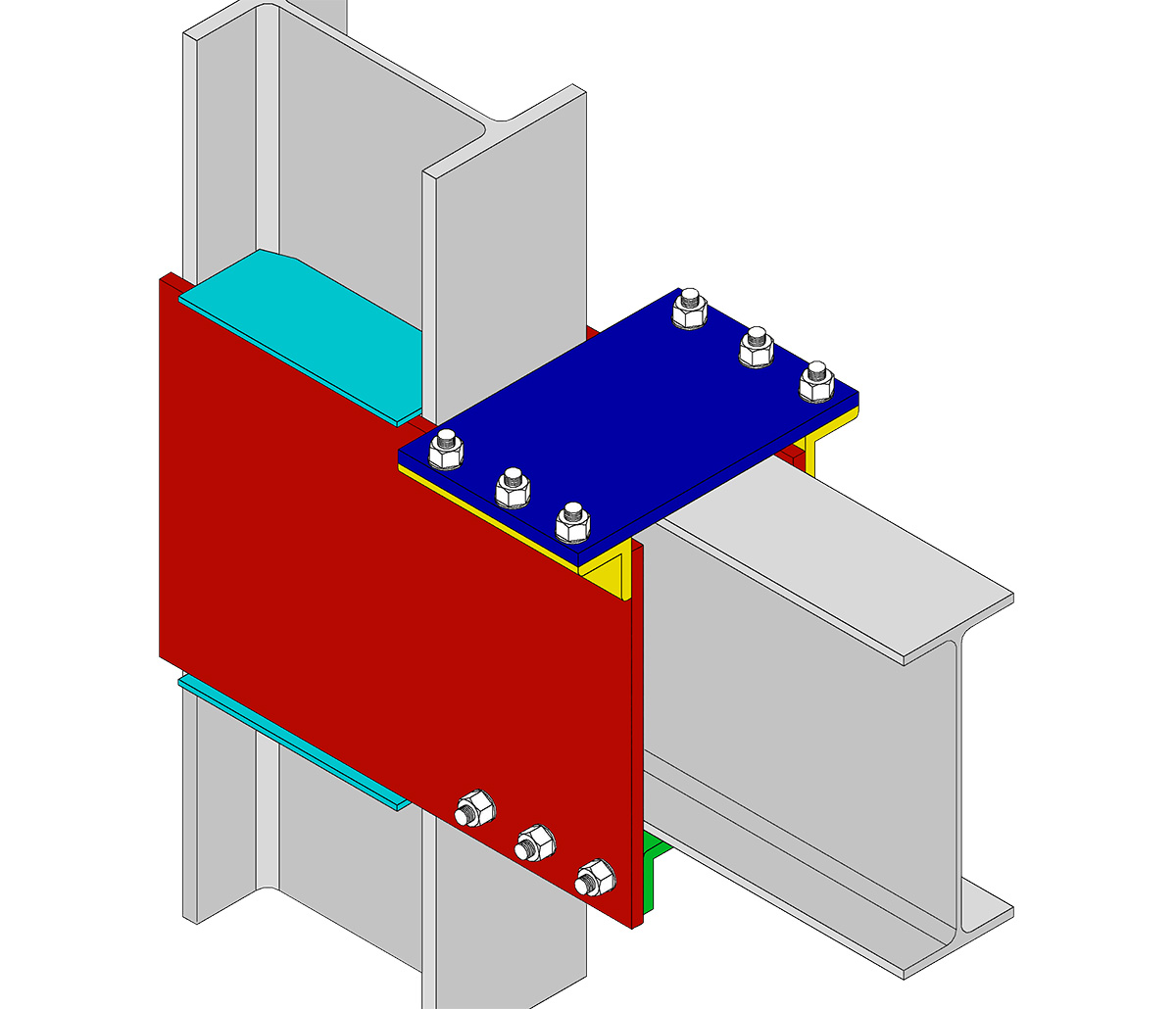 Conception de la connexion SidePlate MiTek - Produits d'ingénierie - Rendu 3D de la conception de la connexion SidePlate