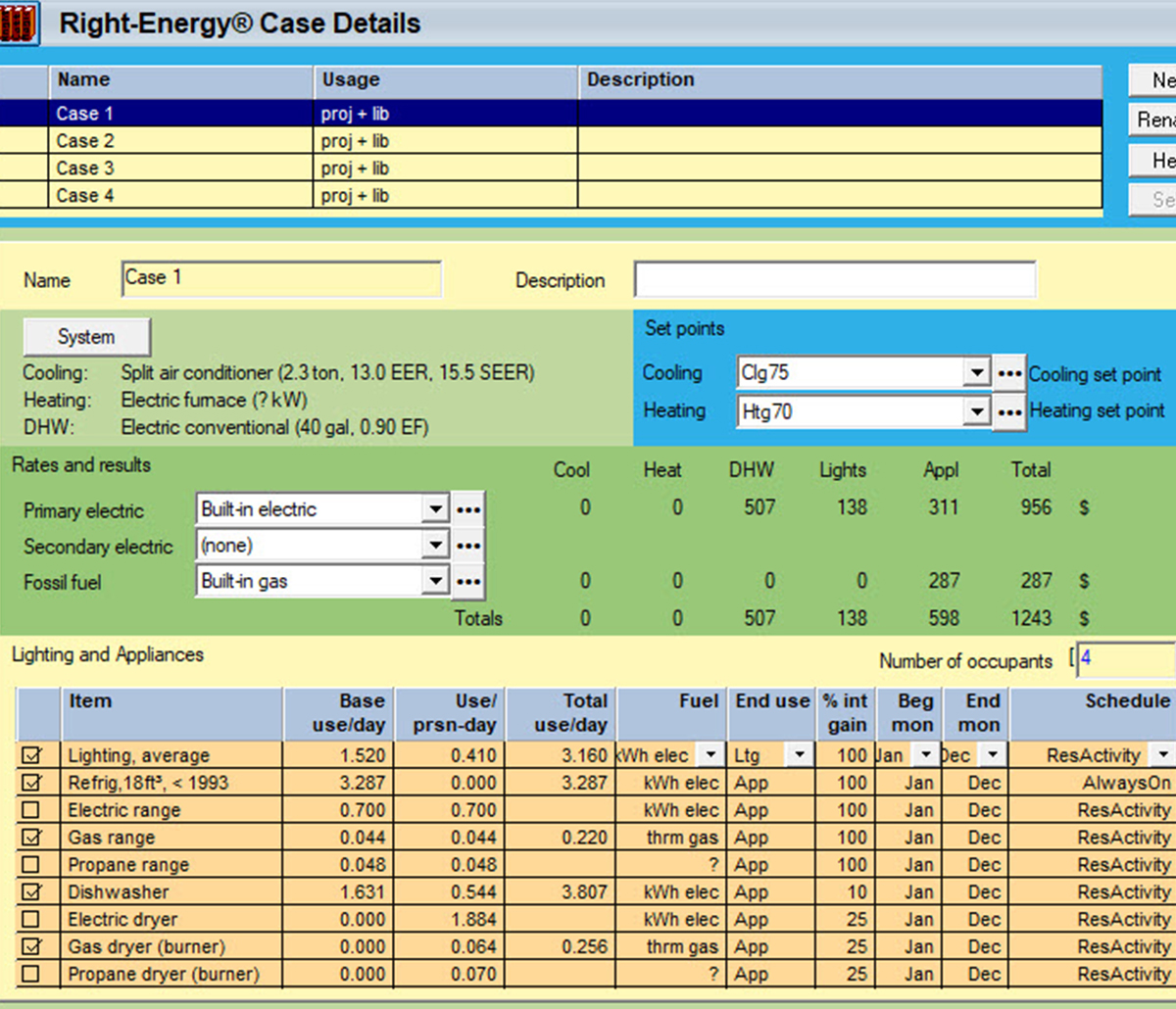 Oprogramowanie do analizy zużycia energii MiTek Wrightsoft - Zrzut ekranu oprogramowania do analizy zużycia energii Wrightsoft